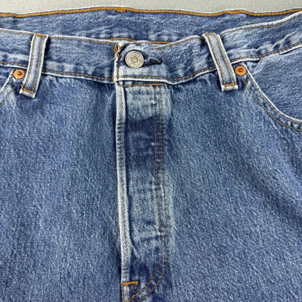 Levi's 501 Original Fit Jeans Mens 38x34 Blue Denim Button Fly Straight Leg